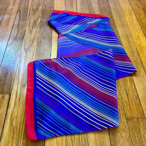 Vintage Women's Purple Striped Fashion Scarf Head Wrap Made in Italy - Picture 4 of 11